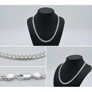 18" Flat Byzantine Chain Necklace 5mm Silver Tone Stainless Steel Link Choker